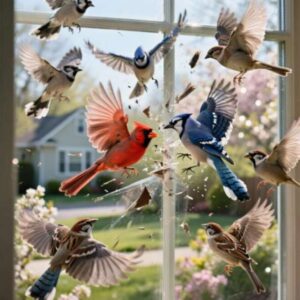 Different Birds Hitting Window